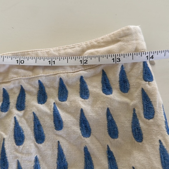 Anthropologie Cream and Blue A-Line Skirt - Picture 4 of 7